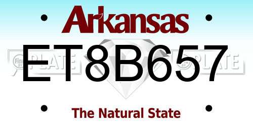 ET8B657 Arkansas License Plate