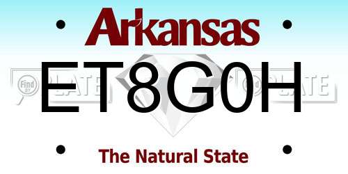 ET8G0H Arkansas License Plate