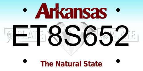 ET8S652 Arkansas License Plate