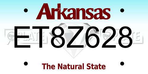 ET8Z628 Arkansas License Plate