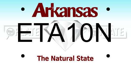 ETA10N Arkansas License Plate