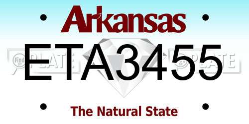 ETA3455 Arkansas License Plate