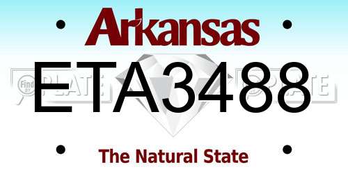 ETA3488 Arkansas License Plate