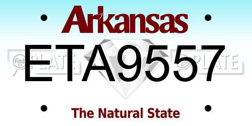 ETA9557 Arkansas License Plate