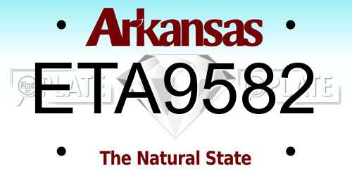 ETA9582 Arkansas License Plate