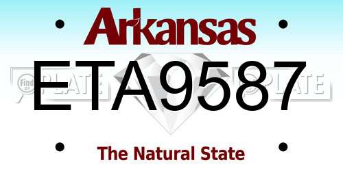 ETA9587 Arkansas License Plate