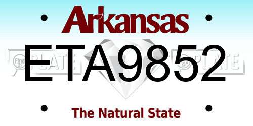 ETA9852 Arkansas License Plate