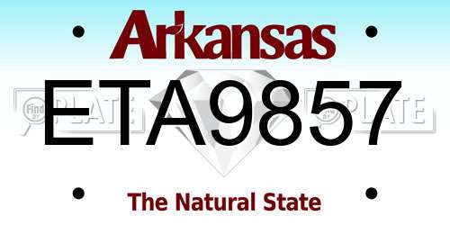 ETA9857 Arkansas License Plate