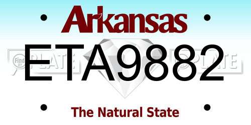 ETA9882 Arkansas License Plate