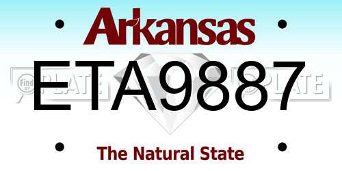 ETA9887 Arkansas License Plate
