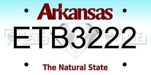 ETB3222 Arkansas License Plate