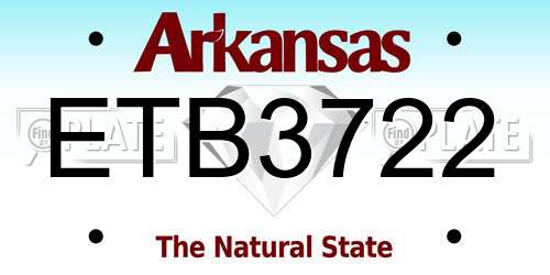 ETB3722 Arkansas License Plate