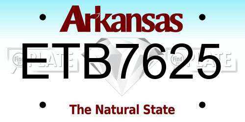 ETB7625 Arkansas License Plate