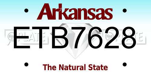 ETB7628 Arkansas License Plate