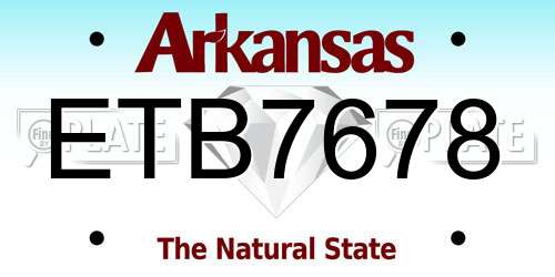 ETB7678 Arkansas License Plate