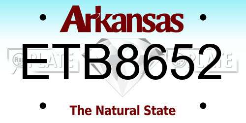 ETB8652 Arkansas License Plate