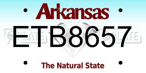 ETB8657 Arkansas License Plate