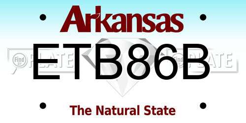 ETB86B Arkansas License Plate