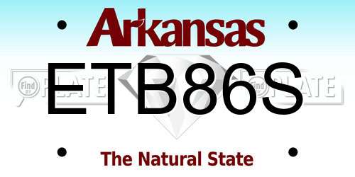 ETB86S Arkansas License Plate