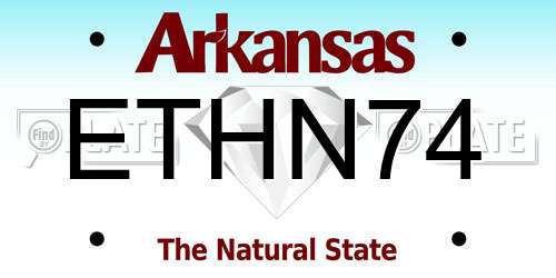ETHN74 Arkansas License Plate