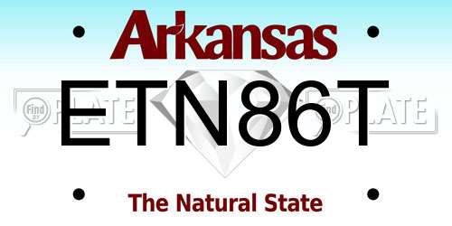 ETN86T Arkansas License Plate