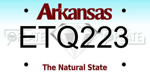 ETQ223 Arkansas License Plate