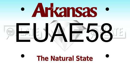 EUAE58 Arkansas License Plate