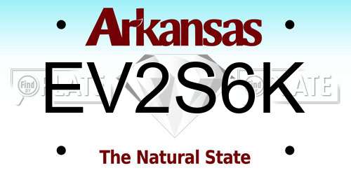 EV2S6K Arkansas License Plate