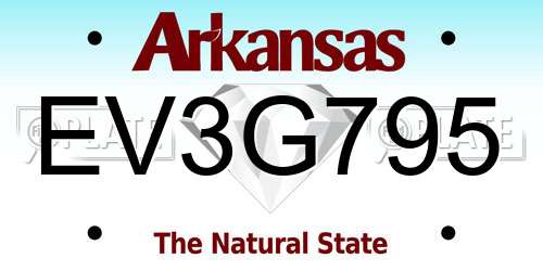 EV3G795 Arkansas License Plate