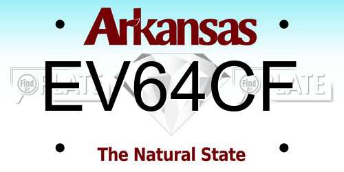 EV64CF Arkansas License Plate