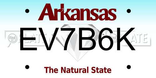 EV7B6K Arkansas License Plate