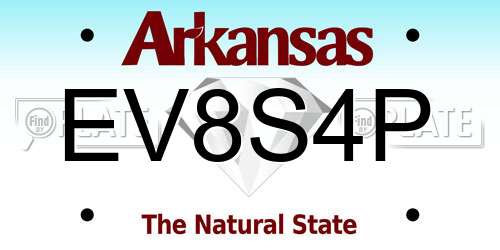 EV8S4P Arkansas License Plate