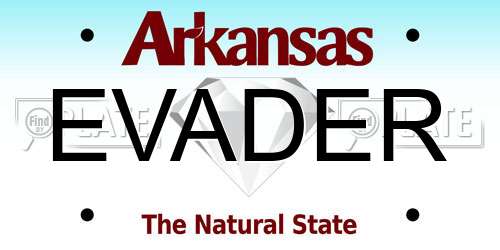 EVADER Arkansas License Plate