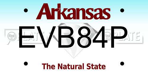 EVB84P Arkansas License Plate