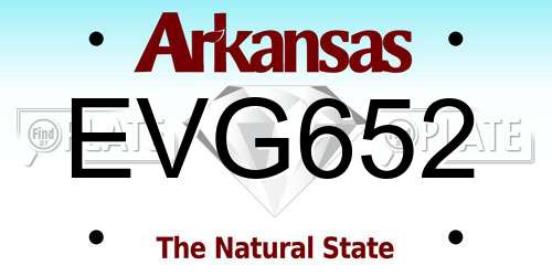 EVG652 Arkansas License Plate