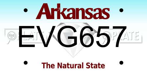 EVG657 Arkansas License Plate