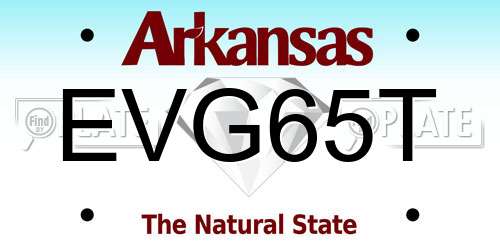 EVG65T Arkansas License Plate