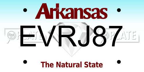 EVRJ87 Arkansas License Plate