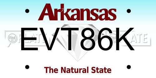 EVT86K Arkansas License Plate