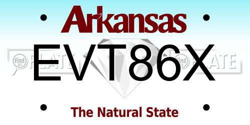 EVT86X Arkansas License Plate