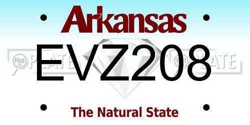 EVZ208 Arkansas License Plate