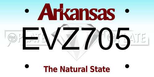 EVZ705 Arkansas License Plate
