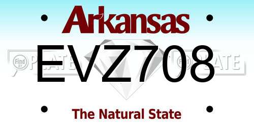 EVZ708 Arkansas License Plate
