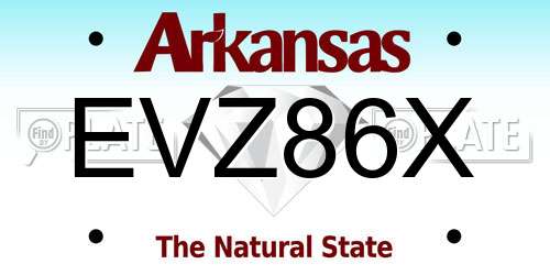 EVZ86X Arkansas License Plate