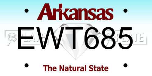EWT685 Arkansas License Plate