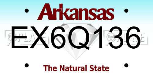 EX6Q136 Arkansas License Plate