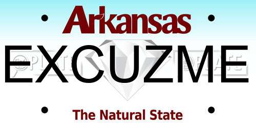 EXCUZME Arkansas License Plate