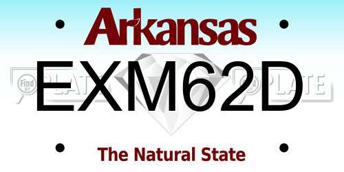 EXM62D Arkansas License Plate