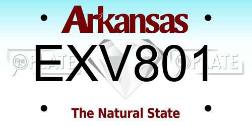 EXV801 Arkansas License Plate
