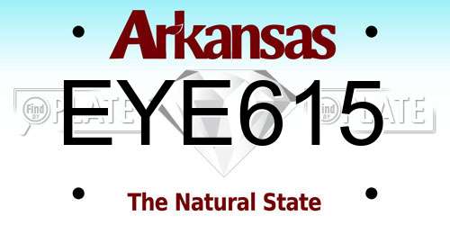 EYE615 Arkansas License Plate
